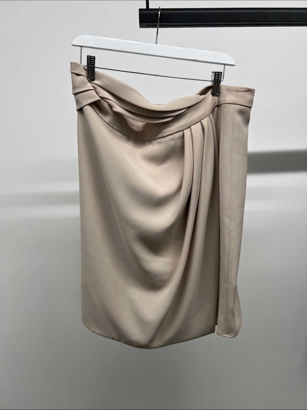 Armani Collezioni Draped Pencil Skirt in Light Beige